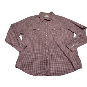 Wrangler Red Plaid Western Snap Button‎ Shirt Men's 2XL